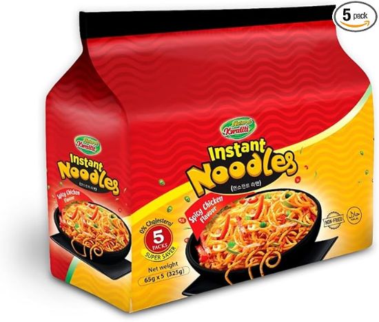 Picture of Kwaliti Spicey Chicken Noodles 12 pks in a Case each containing 5 individual pks